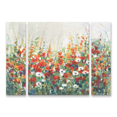 Trademark Fine Art Tim OToole  Garden in Bloom II 3 Piece Panel Set Art