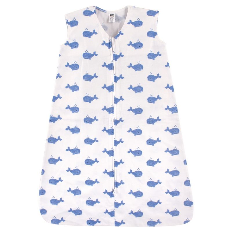 Hudson Baby Infant Boy Cotton Sleeveless Wearable Sleeping Bag, Sack, Blanket, Whale, 1 of 3