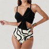 Anna-Kaci Swim Women's Knot Front Bikini Top and High Waist Abstract Print Bottom Two-Piece Swimsuit - 3 of 4