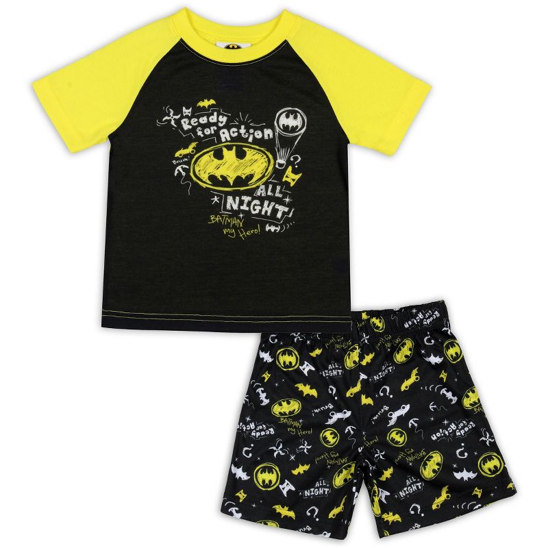 DC Comics Toddler Boys' Batman Pajamas Ready For Action 2 Piece Pajama Set Yellow/Black, 1 of 7