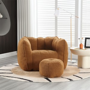 Bean Bag Sofa with Ottoman, Modern Soft Bean Bag Chair with Armrests, Chenille Square Lazy Couch - 1 of 4