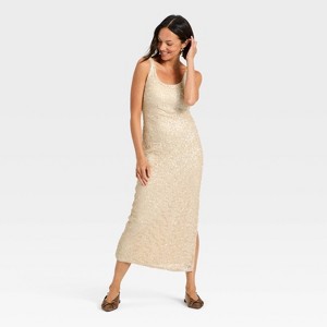 Women's Sequin Slip Maxi Dress - A New Day™ Cream - 1 of 3