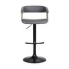 HomeRoots Gray and Black Faux Leather with Metal Swivel Adjustable Height Bar Chair - 4 of 4