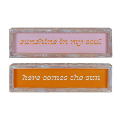 Transpac Wood Sunshine Soul Decor Set of 2 Spring Home Decorations