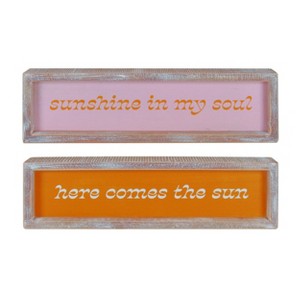 Transpac Wood Sunshine Soul Decor Set of 2 Spring Home Decorations - 1 of 1