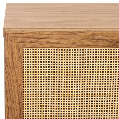 Aino Oak Natural 1-Drawer Nightstand with Rattan Mesh
