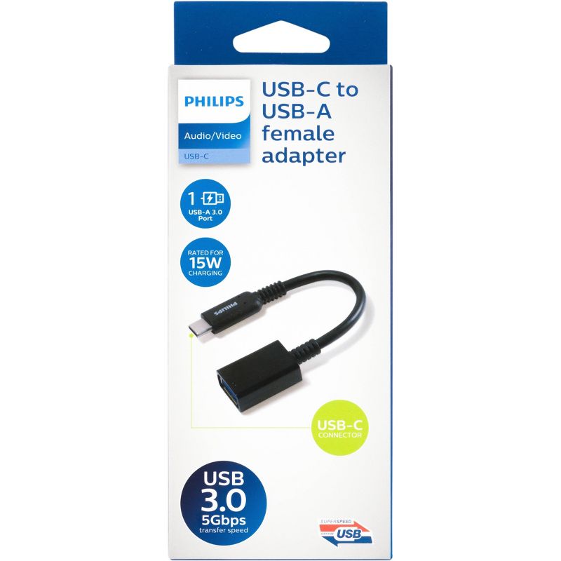 Philips 6&#34; USB-C to USB 3.1 Female Adapter Black, 5 of 9