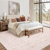 5'x7' Vintage Floral Low Pile Rug, Non-Slip Washable Runner with Reinforced Edges, Stain Resistant Foldable Floor Cover, Blue - 3 of 4