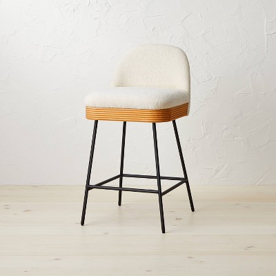Барный стул из смешанных материалов Sepulveda цвета слоновой кости/натуральный - Opalhouse