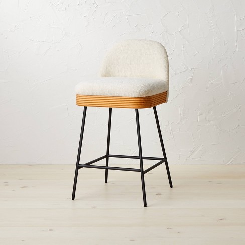 Sepulveda Mixed Material Counter Height Barstool Ivory Natural Opalhouse designed with Jungalow