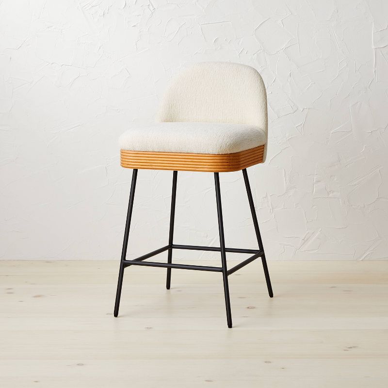 Sepulveda Mixed Material Counter Height Barstool Ivory/Natural - Opalhouse&#8482; designed with Jungalow&#8482;, 1 of 15