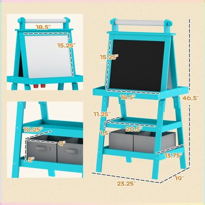 Acoinel Double Sided Art Easel with Storage Bins for Kids
