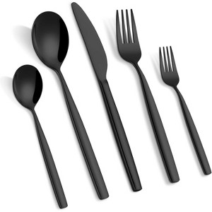 Black Stainless Steel Tableware, 30-piece Silverware Set, Kitchenware, 30-piece Black Tableware Set, 6-person Food-grade Stainless Steel Tableware Set - 1 of 4