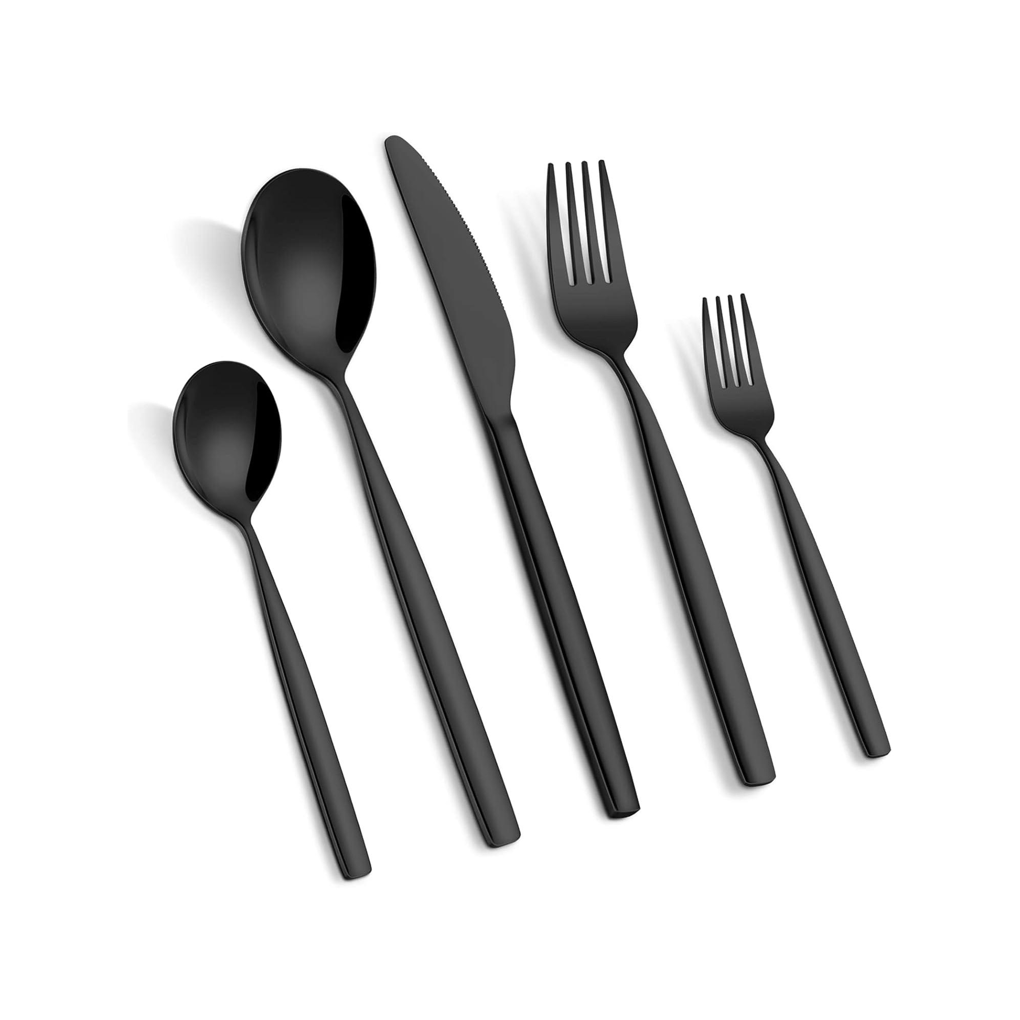 Black Stainless Steel Tableware, 30-piece Silverware Set, Kitchenware, 30-piece Black Tableware Set, 6-person Food-grade Stainless Steel Tableware Set