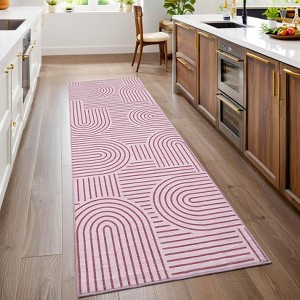Modern Geometric Stripe Area Rugs Soft Washable Low Pile Non Shedding Rugs for Living Room Bedroom - 1 of 4