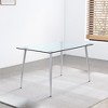 Okak Dining Table for Small Space, Contemporary Rectangle Tempered Glass Dining Table with Metal Legs for 4 People - 3 of 4