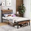 Costway Full Industrial Metal Platform Bed Frame Charging Station Mattress Foundation - 2 of 4