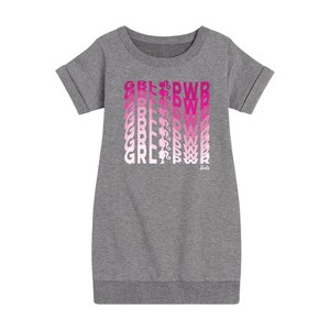 Girls' - Barbie - Girl Power in Illusion Wave Graphic Short Sleeve Fleece Dress - 1 of 3
