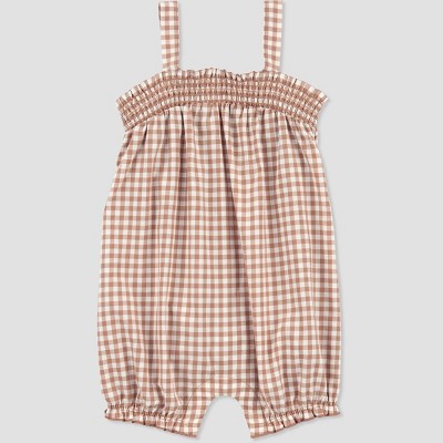 Carter's Just One You® Baby Girls' Gingham Romper - Brown/white : Target