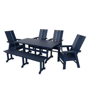WestinTrends 6 Piece Outdoor Patio Dining Table and Armchair Dining Bench Set - 1 of 3
