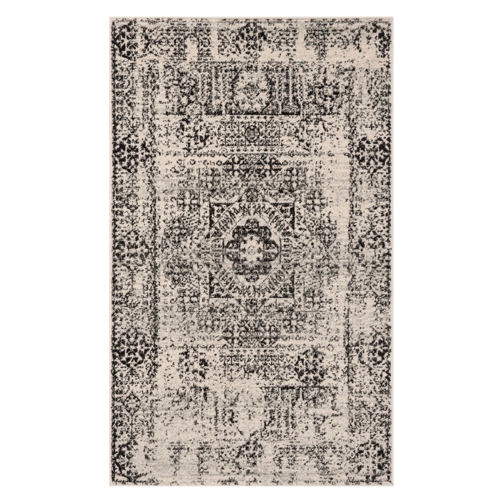 3'x5' Medallion Loomed Accent Rug Ivory/Black - Safavieh