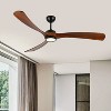 Wanze of Ocean 72 in. Smart Indoor/Outdoor Solid Wood 6 Speeds LED Ceiling Fan Light in Black with Three Downrods and Remote - 2 of 4
