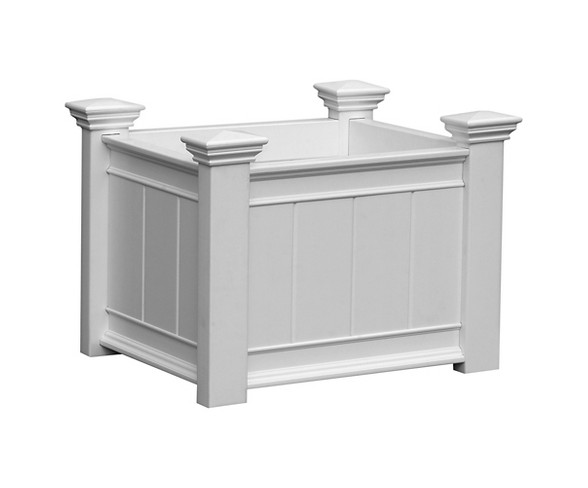 Barcelona Rectangular Planter Box - White - New England Arbors