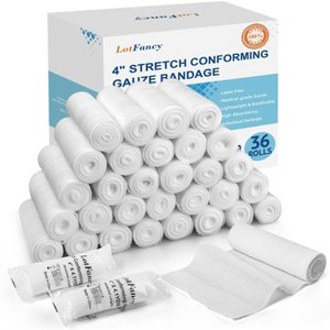 LotFancy Gauze Bandage Roll, 36-Count Gauze Wrap, 4" x 4 Yards Stretched, Conforming Gauze Rolls - 1 of 4