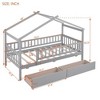 CAVINAS Twin Size Bed Frame, Wooden House Bed with 2 Drawers, House-Shaped Floor Bed for Kids, Teens, Girls, Boys, Floor Platform Bed - 2 of 4
