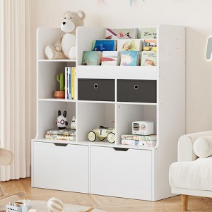 Toy Storage Organizer 47.8" Kids Bookshelf with Drawers and Cubbies, Modern Wooden Bookcase for Playroom - 1 of 4