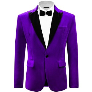 Lars Amadeus Men's Peak Collar Wedding Party Prom Velvet Suit Jackets - 1 of 4