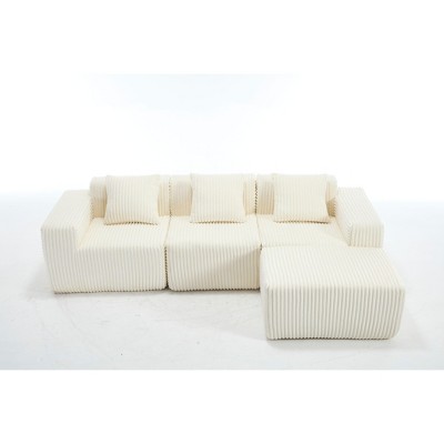 NicBex Modular Sectional Sofa,L-Shape Upholstered Cloud Couch with 3 Pillows for Living Room,Apartment,Office,Beige