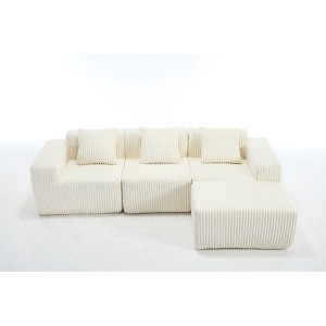NicBex Modular Sectional Sofa,L-Shape Upholstered Cloud Couch with 3 Pillows for Living Room,Apartment,Office,Beige - 1 of 4
