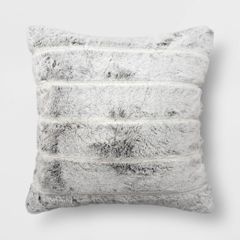 Textured Marled Faux Fur Square Throw Pillow - Threshold™, 1 of 5