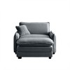 Corduroy Single Sofa with Footstool & Pillow - 4 of 4