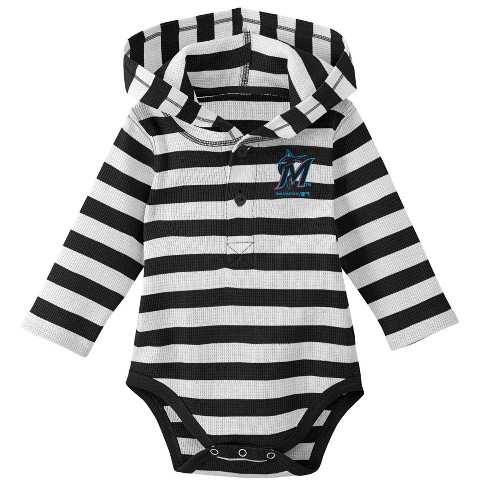Mlb Miami Marlins Baby Boys' Striped Long Sleeve Hooded Bodysuit - 18m :  Target