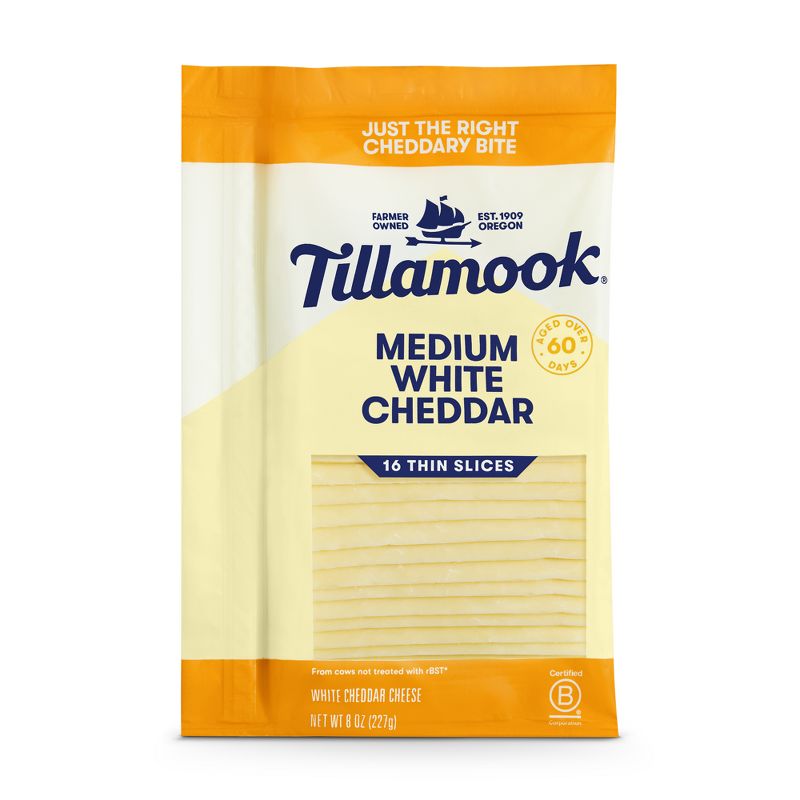 Tillamook Medium White Cheddar Thin Cheese Slices - 8oz/16 slices, 1 of 6