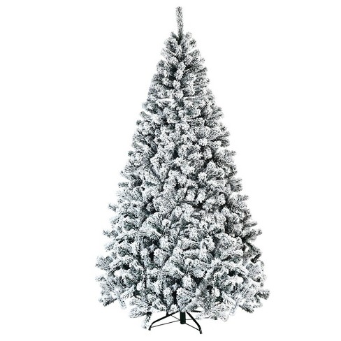 Costway 7.5ft Snow Flocked Hinged Christmas Tree Unlit Metal Stand : Target