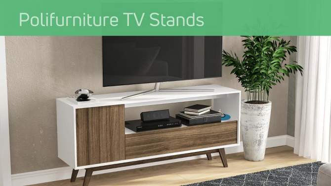 Ohio TV Stand for TVs up to 70&#34; Walnut/White - Polifurniture, 2 of 11, play video