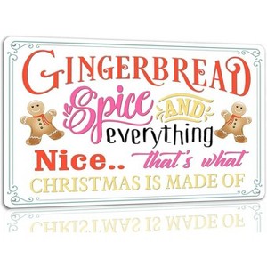Lomsoe Gingerbread Spice Sign - Funny Christmas Metal Sign, Retro Santa Wall Art Decor for Home, Cafe, Shop - 8x12 Inch - 1 of 1