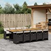 vidaXL Patio Dining Set with Cushions - 11 Piece Poly Rattan Furniture, Black/Brown - Garden/Backyard/Patio Use - 2 of 4