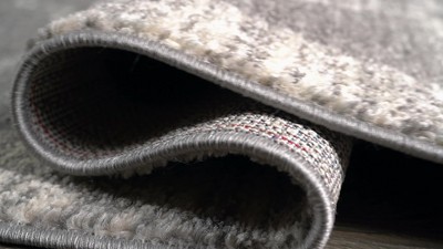 Modern Geometric Gray Synthetic Round Area Rug 92.91 in