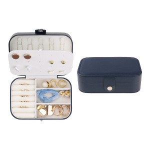 Unique Bargains Travel Small Portable PU Leather Storage Display Holder Jewelry Box for Women's Girls' Gifts - 1 of 4