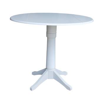 42" Nina Round Top Dual Drop Leaf Pedestal Table White - International Concepts