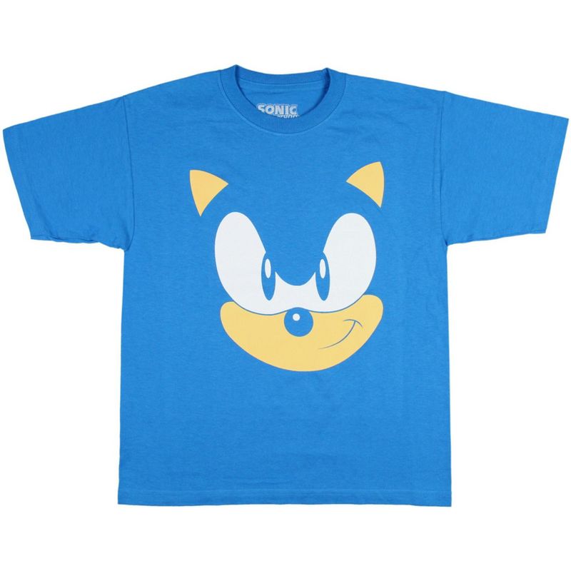 Sonic The Hedgehog Boys' Speedster Big Face Graphic Print T-Shirt, 1 of 4