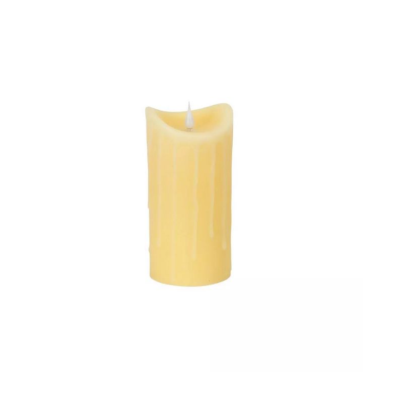 Melrose 7"  LED Simplux Wax Flameless Pillar Candle with Moving Flame - Off-White, 1 of 2