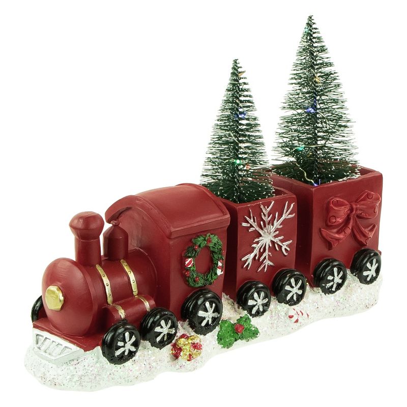 Northlight 12" Red and Gold Christmas Train With LED Lighted Frosted Trees Tabletop Decoration, 1 of 7