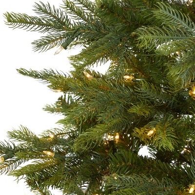7ft Green Pre-Lit Spruce Artificial Christmas Tree with Clear Lights