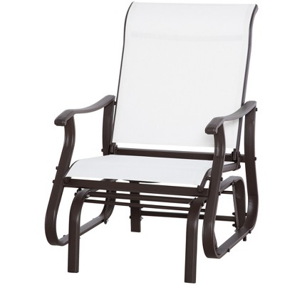 Outsunny Cream White Mesh Outdoor Glider Chair with Steel Frame
