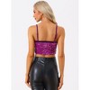 INSPIRE CHIC Women's Club Party Velvet Spaghetti Strap Crop Sequined Cami Top - 3 of 4